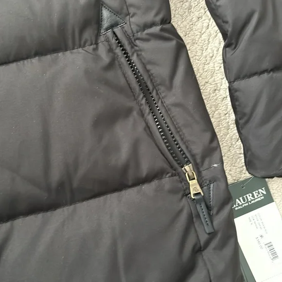 Ralph Lauren Black Women's Puffer Jacket Faux Fur Hood Sz S Small $340 - Picture 5 of 8